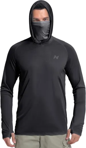 isnowood Sun Shirt UPF 50  Men's Fishing Long Sleeve Hooded Rash Guard Hiking Swimming Running UV Protection Hoodie