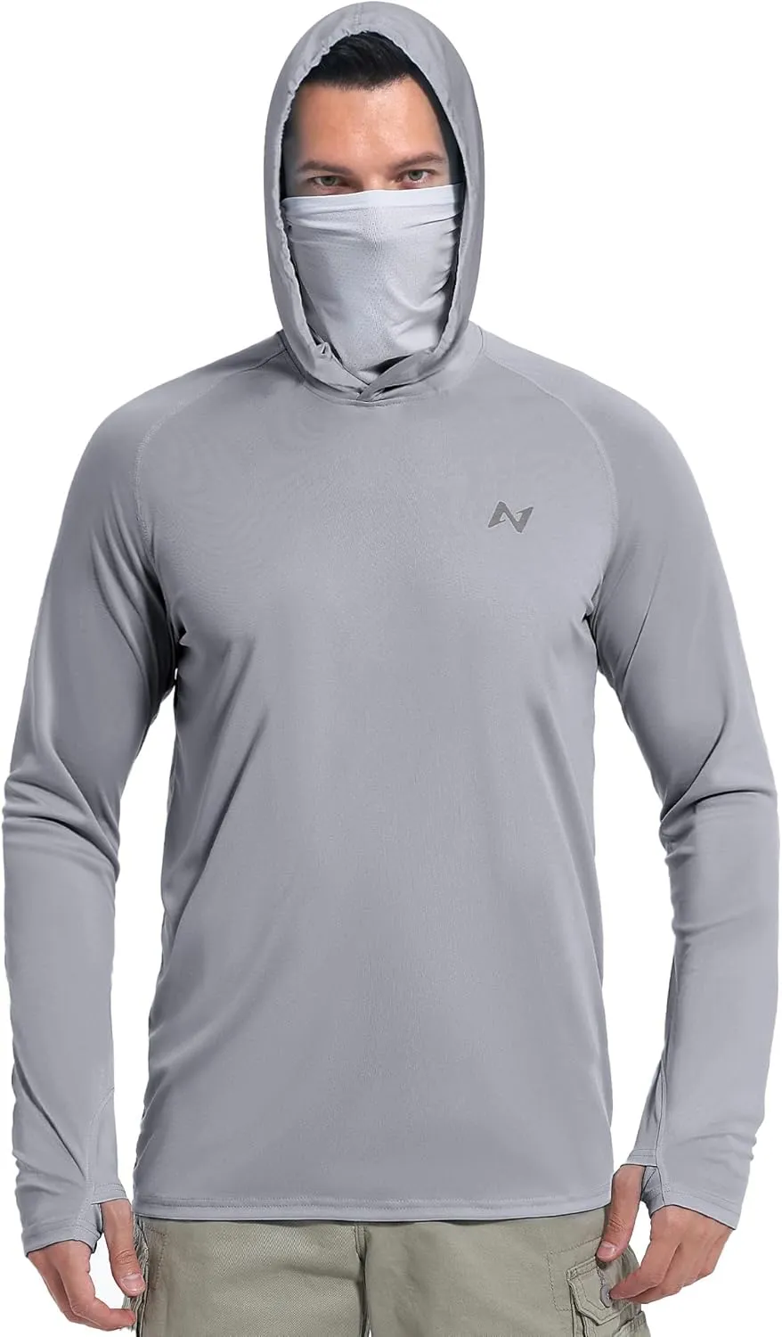 isnowood Sun Shirt UPF 50  Men's Fishing Long Sleeve Hooded Rash Guard Hiking Swimming Running UV Protection Hoodie