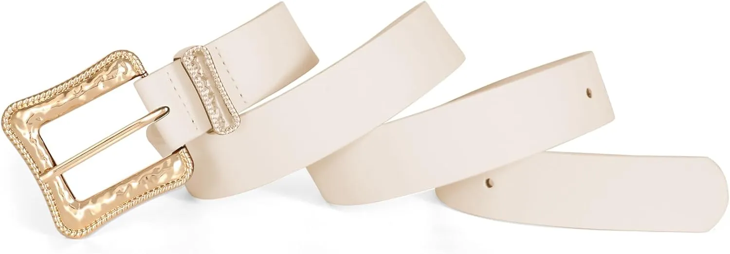 JASGOOD Plus Size Women's Leather Belt for Jeans Pants, Fashion Ladies Waist Belt with Gold Buckle