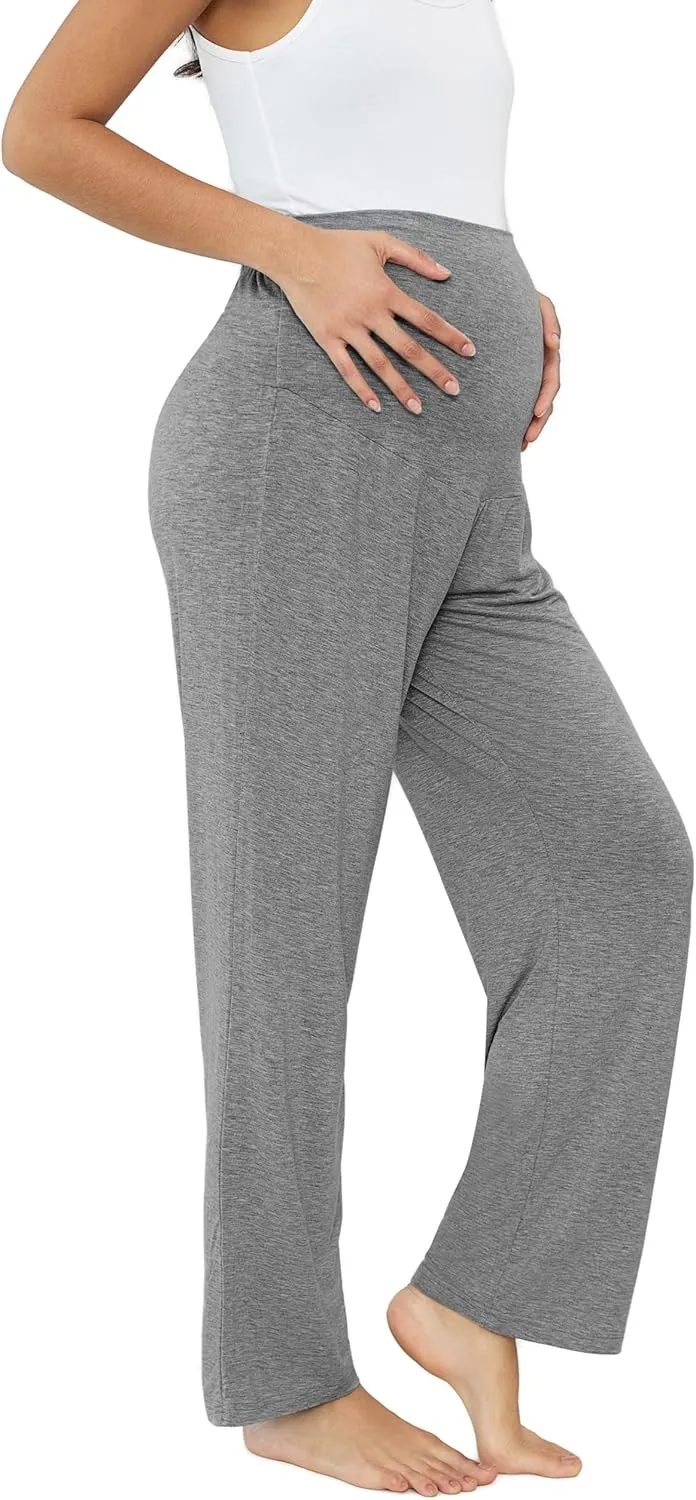 Joyaria Womens Maternity/Pregnancy Sweatpants Long Yoga/Pajama/Lounge Pants Over The Belly