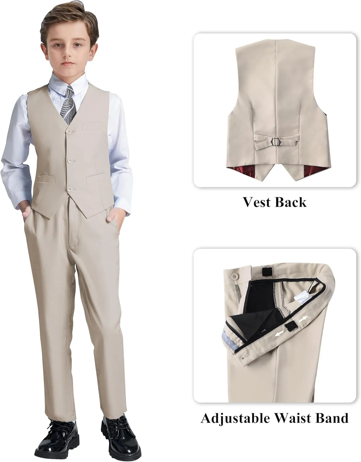 JPF Boy's Formal Suit Set Slim Fit Kids Tuxedo Suits for Wedding Teen Toddler Boy Dress Suit Outfit