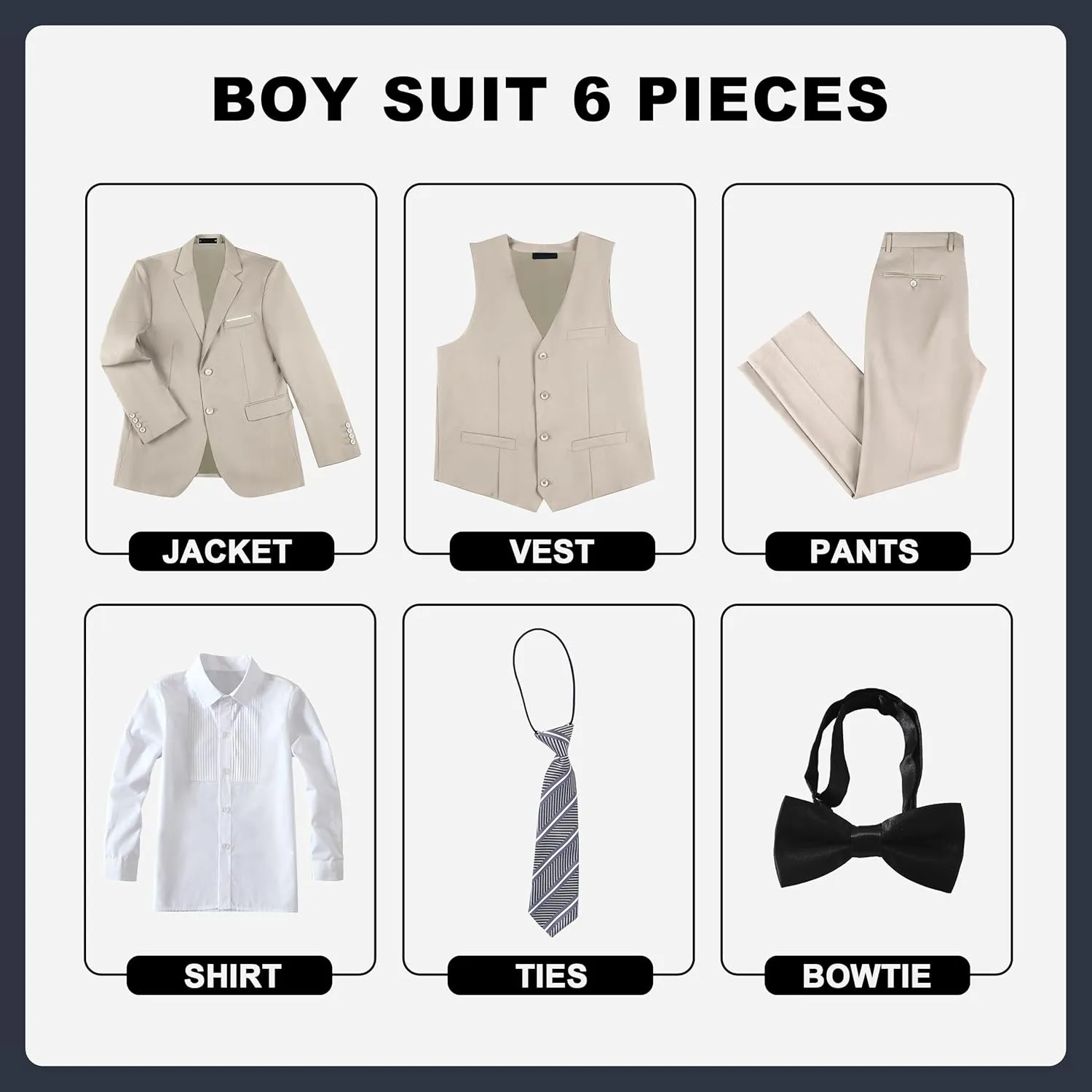 JPF Boy's Formal Suit Set Slim Fit Kids Tuxedo Suits for Wedding Teen Toddler Boy Dress Suit Outfit