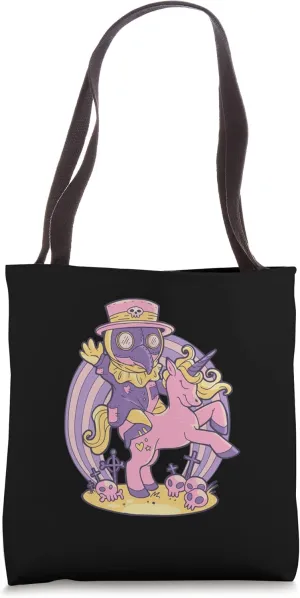 Kawaii Plague Doctor On Unicorn Tote Bag