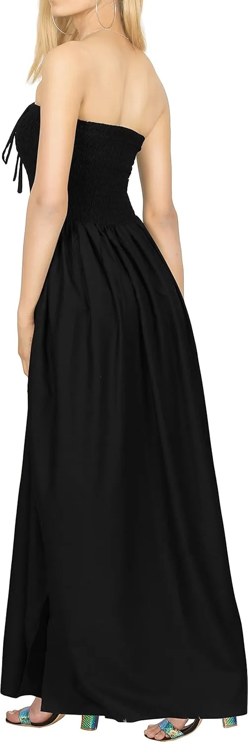 LA LEELA Women's Tube Dress Maxi Solid Smock