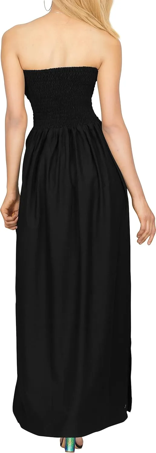 LA LEELA Women's Tube Dress Maxi Solid Smock