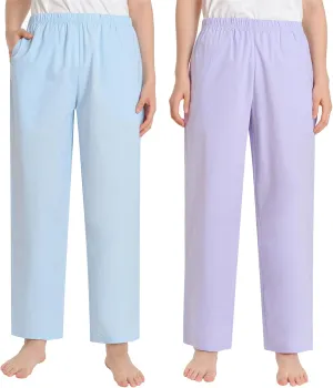 Latuza Women's Petite Pajama Pants Cotton Poplin Sleep Pants