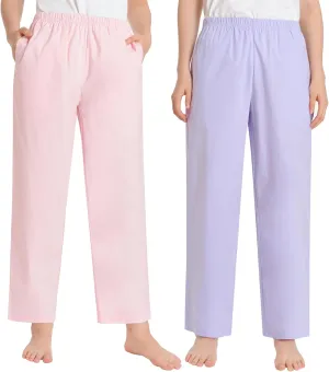 Latuza Women's Petite Pajama Pants Cotton Poplin Sleep Pants
