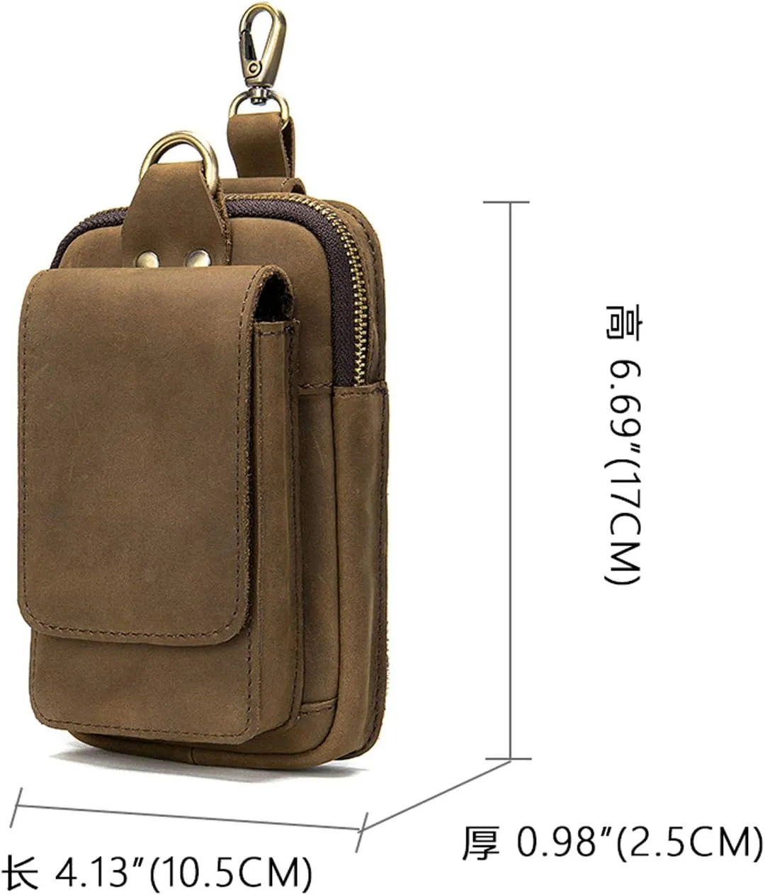 Leather Cell Phone Waist Pouch, Men Cell Phone Belt Clip Holster Small, 6.7 inch PU Leather Smartphone Fanny Waist Bag for Men Women Travel Outdoor Sport Universal Cell Phone Wallet HolderBrown