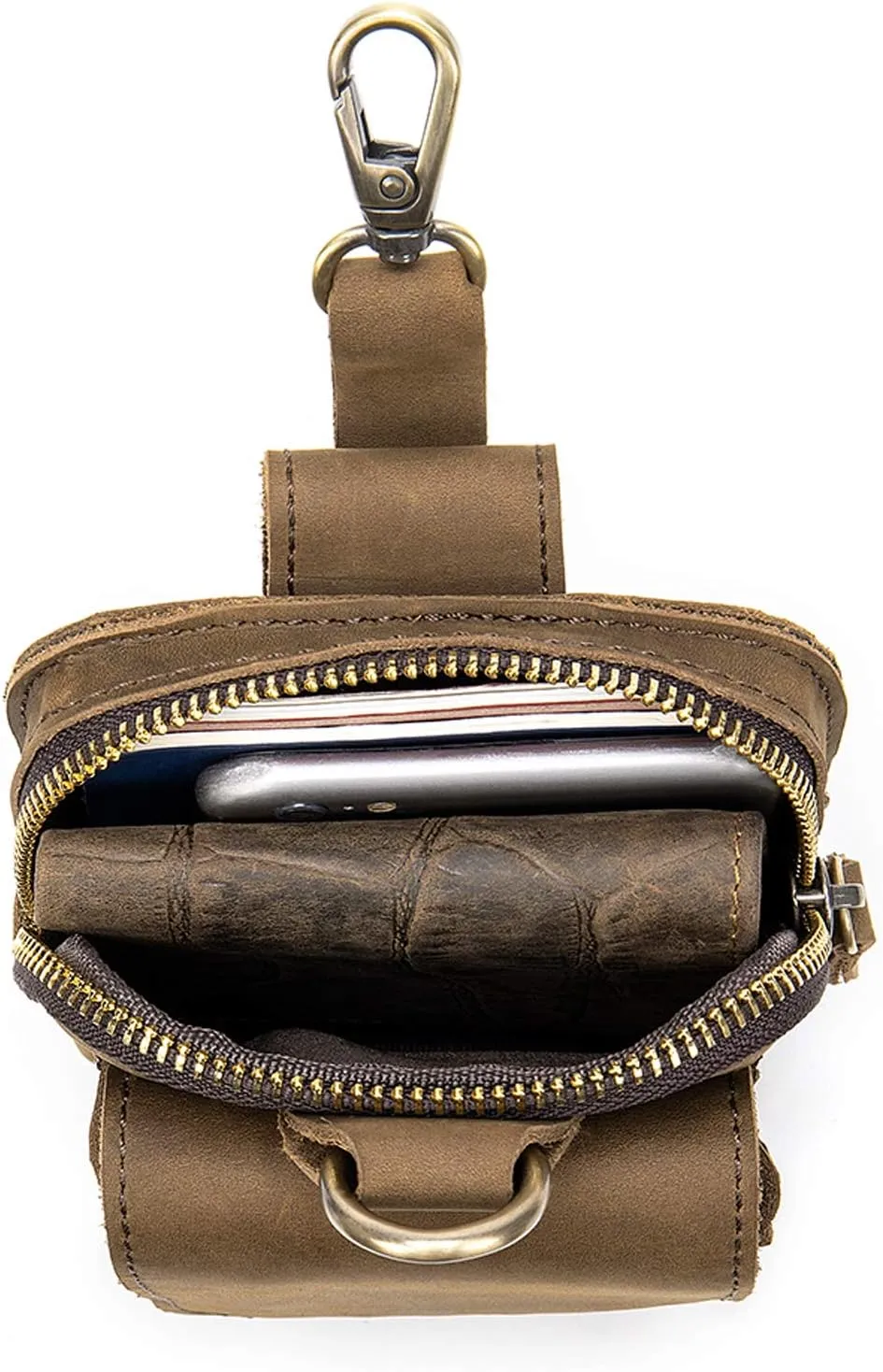 Leather Cell Phone Waist Pouch, Men Cell Phone Belt Clip Holster Small, 6.7 inch PU Leather Smartphone Fanny Waist Bag for Men Women Travel Outdoor Sport Universal Cell Phone Wallet HolderBrown