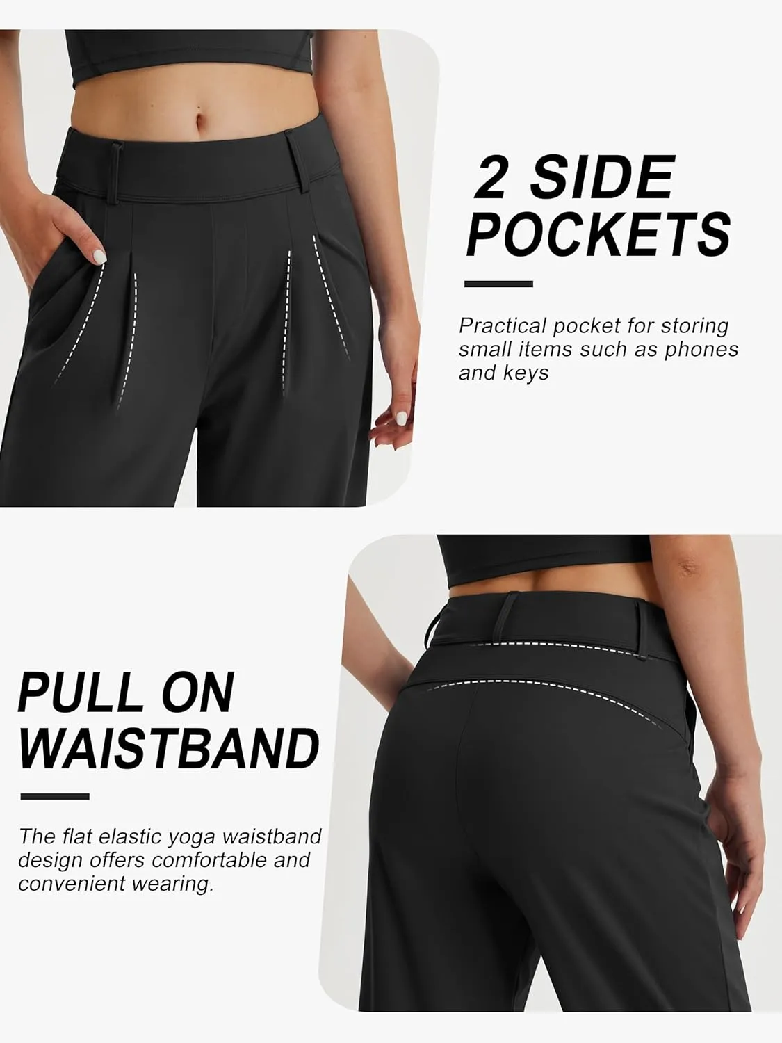 Libin Women's Wide Leg Dress Pants 27"/29"/31" High Waisted Stretch Work Casual Sweatpants Trousers with Pockets