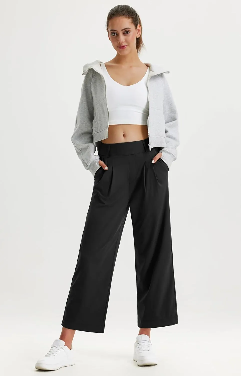 Libin Women's Wide Leg Dress Pants 27"/29"/31" High Waisted Stretch Work Casual Sweatpants Trousers with Pockets