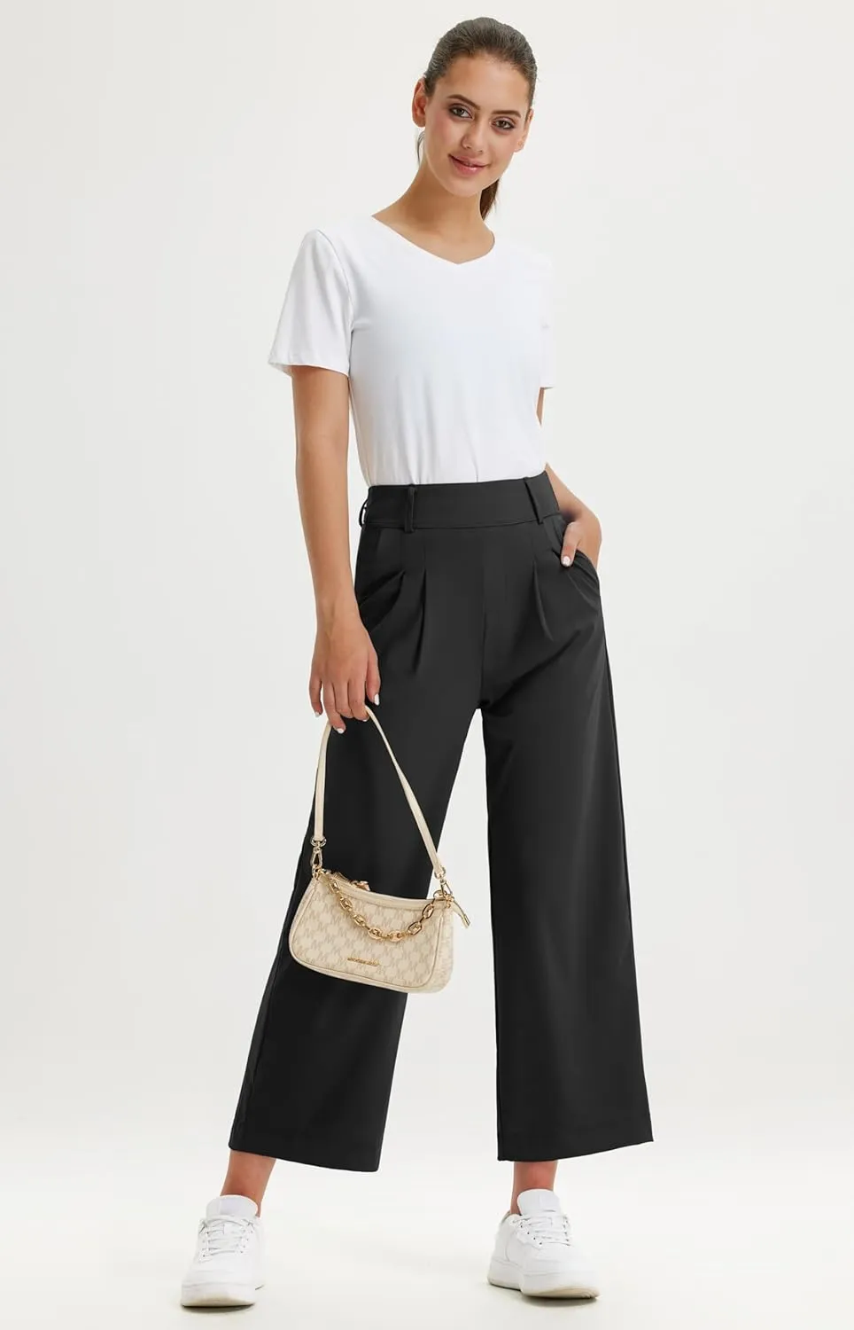 Libin Women's Wide Leg Dress Pants 27"/29"/31" High Waisted Stretch Work Casual Sweatpants Trousers with Pockets
