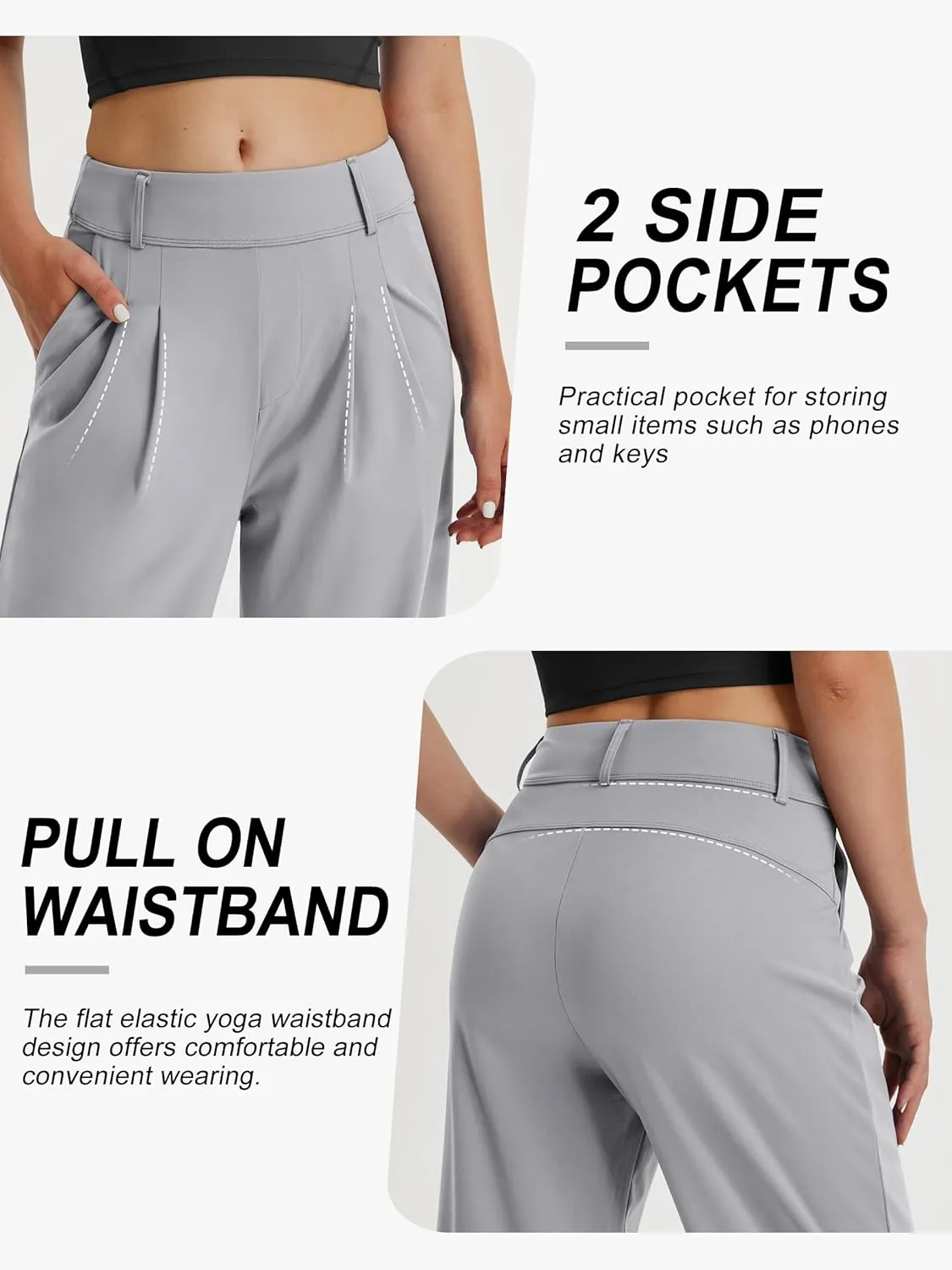 Libin Women's Wide Leg Dress Pants 27"/29"/31" High Waisted Stretch Work Casual Sweatpants Trousers with Pockets
