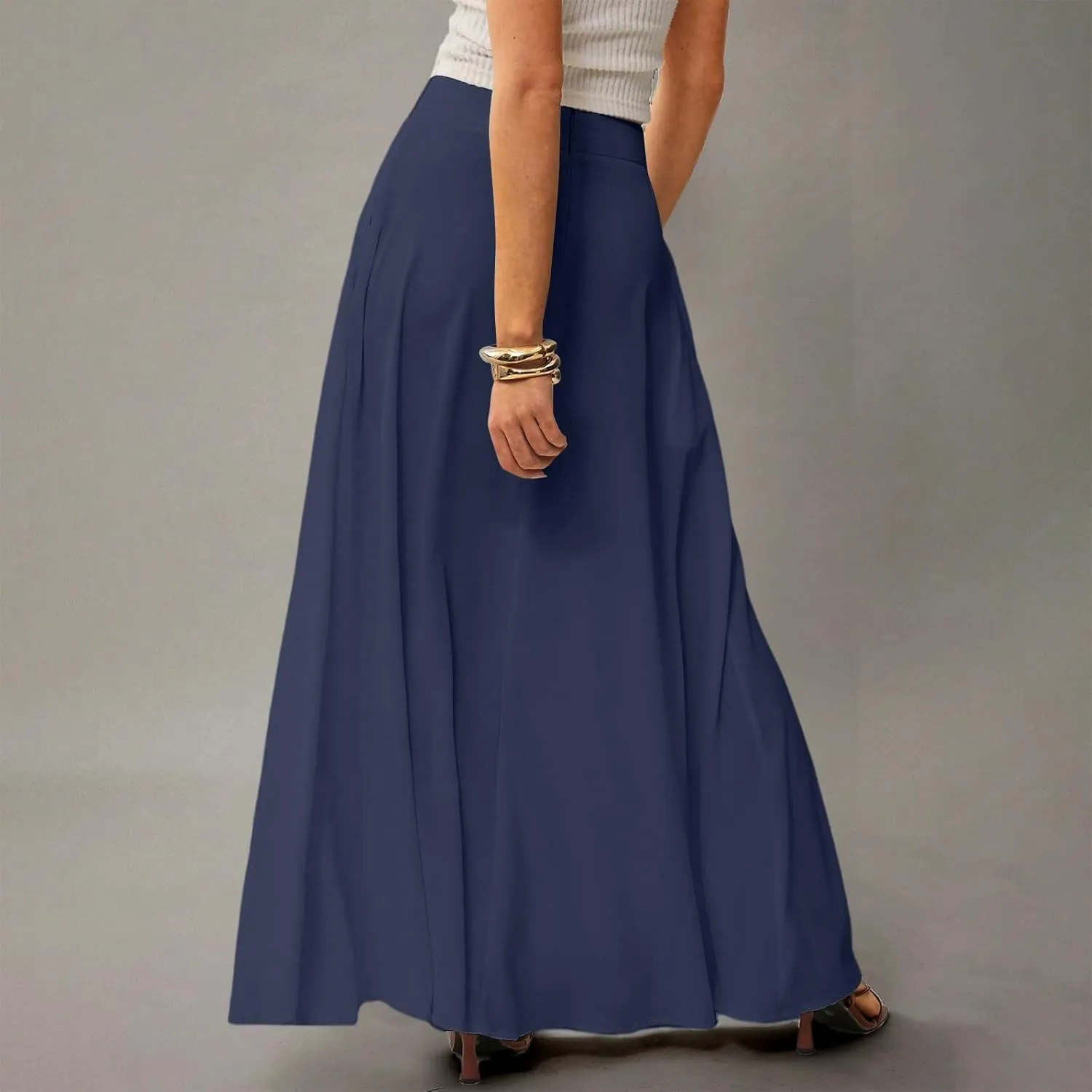 Long Skirts for Women Floral Boho High Waisted Maxi Skirts with Pockets Flowy Beach Vacation Casual A Line Skirt