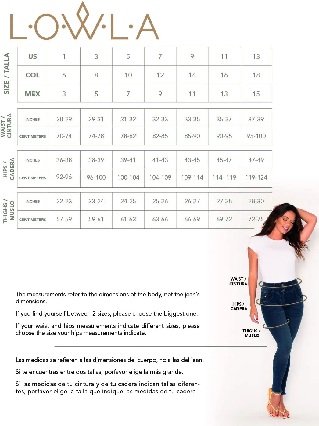 LOWLA Colombian Butt Lift Jeans for Women Pantalones Colombianos Levanta Cola