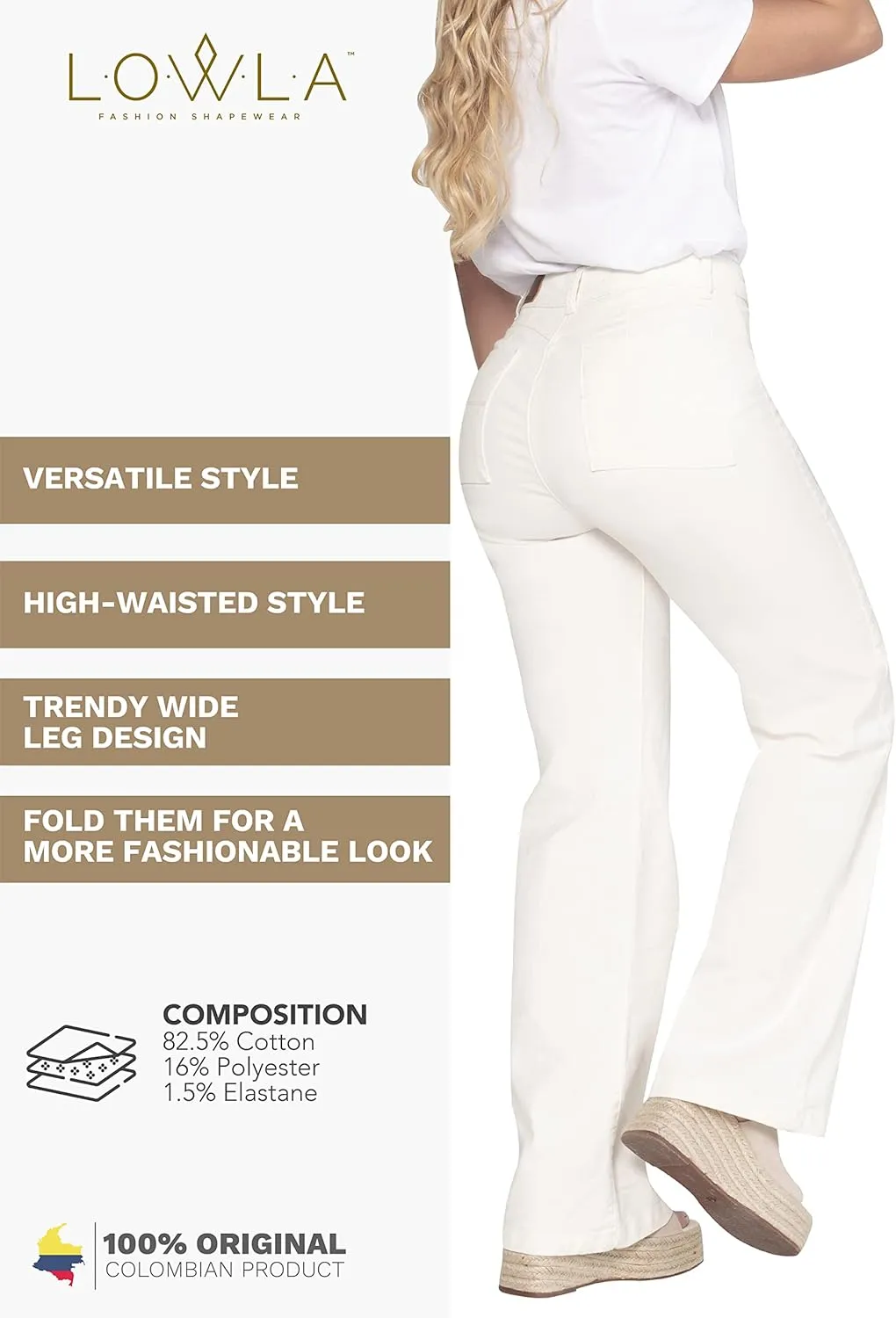 LOWLA Colombian Butt Lift Jeans for Women Pantalones Colombianos Levanta Cola