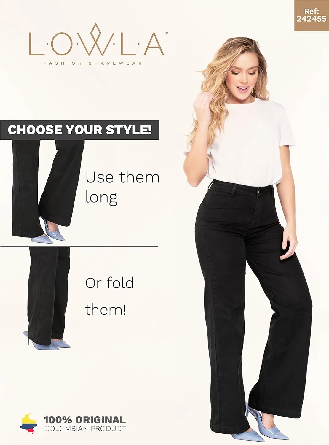 LOWLA Colombian Butt Lift Jeans for Women Pantalones Colombianos Levanta Cola