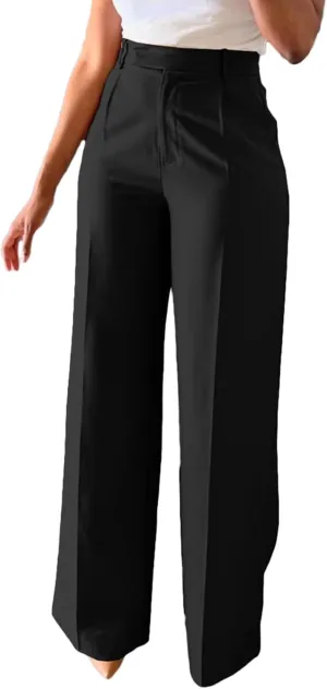 Lucuna Women's Wide Leg Dress Pants High Waisted Straight Leg Slacks Business Office Work Pants Trousers