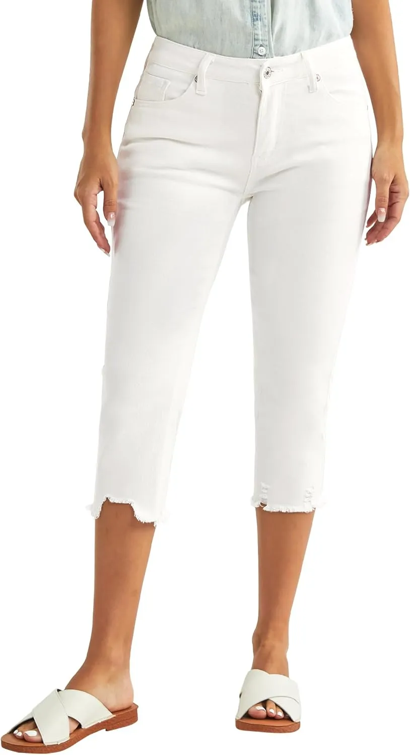 luvamia Jean Capri Pants for Women High Waisted Ripped Skinny Jeans Stretchy Denim Capris Cropped Jeggings with Pockets