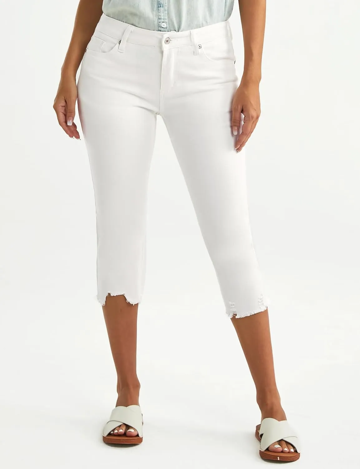 luvamia Jean Capri Pants for Women High Waisted Ripped Skinny Jeans Stretchy Denim Capris Cropped Jeggings with Pockets