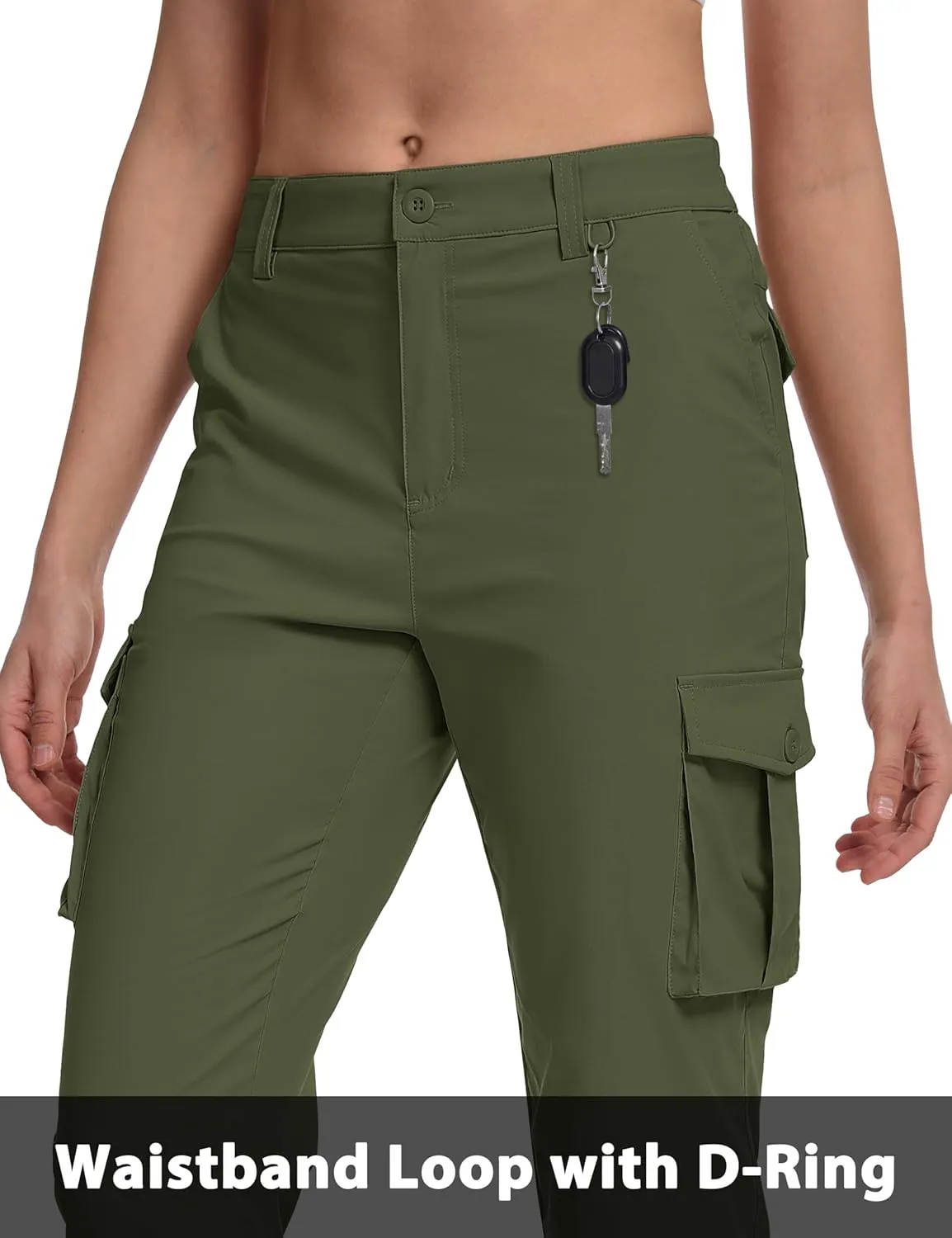 MAGCOMSEN Women's Cargo Capris Pants with 6 Pockets Lightweight Water Resistant Hiking Travel Pants Summer Casual