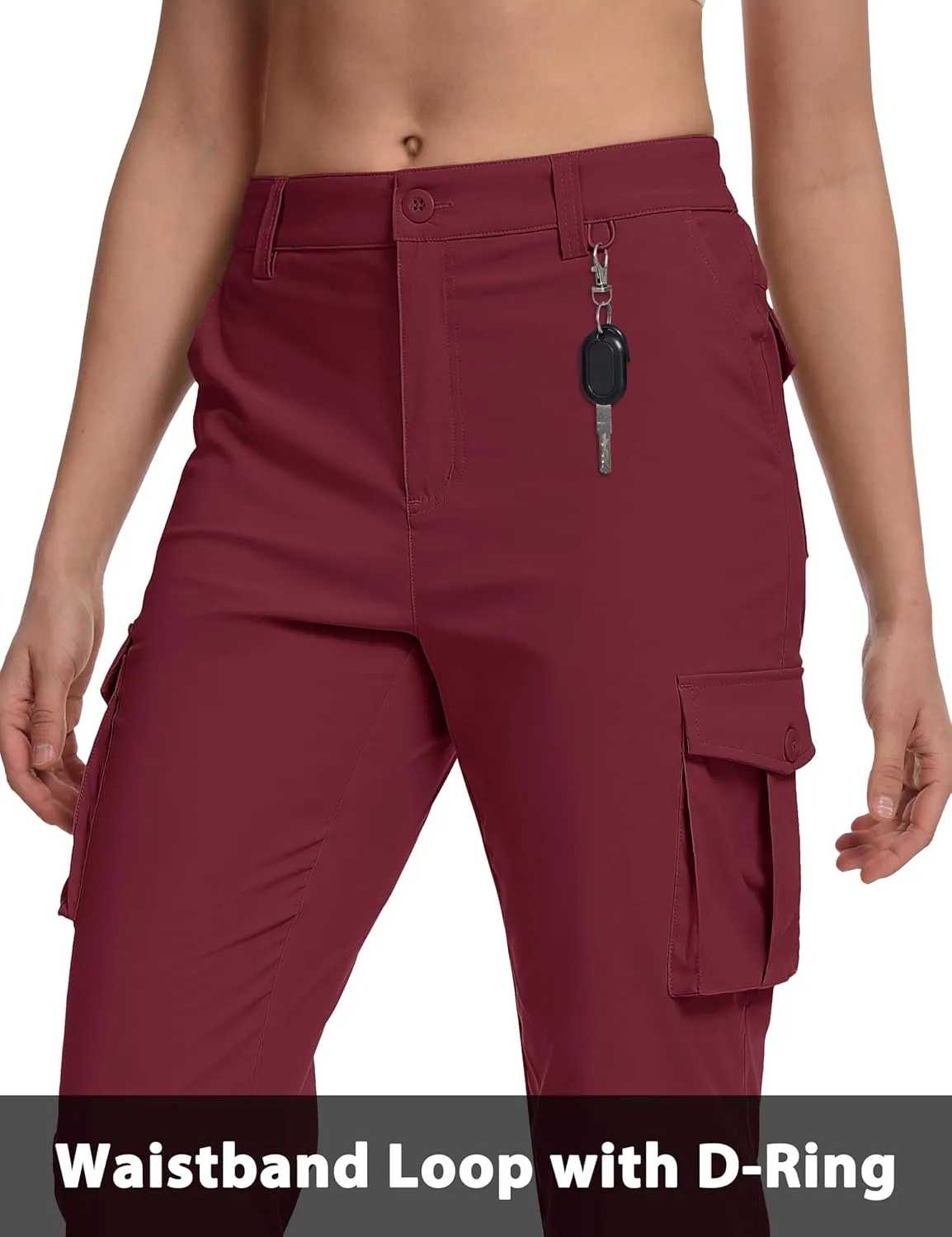 MAGCOMSEN Women's Cargo Capris Pants with 6 Pockets Lightweight Water Resistant Hiking Travel Pants Summer Casual