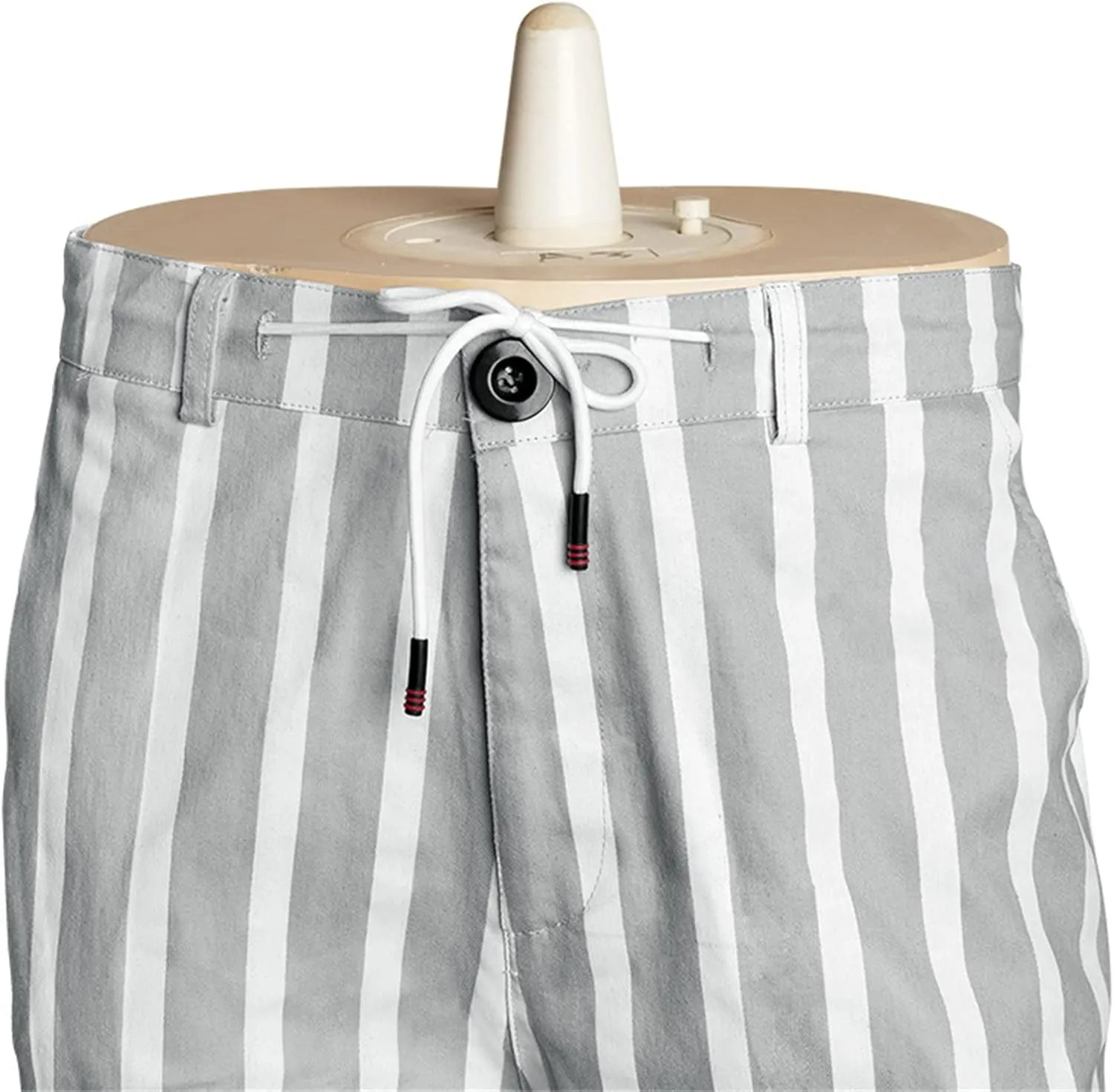 Maiyifu-GJ Men's Striped Elastic Waist Drawstring Pants Skinny Bussiness Dress Trousers Lightweight Tapered Chino Pant