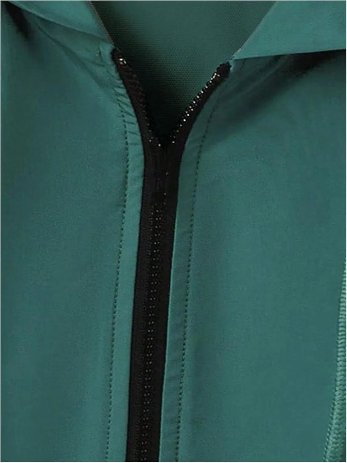 MakeMeChic Women's Plus Size Colorblock Hooded Coat Drawstring Zip Up Long Sleeve Windbreaker Jacket
