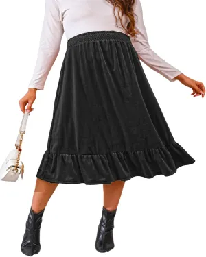 Maternity Skirt Women's High Waist Maternity Skirts Ruffled Tiered Casual A Line Swing Boho Skirts for Women
