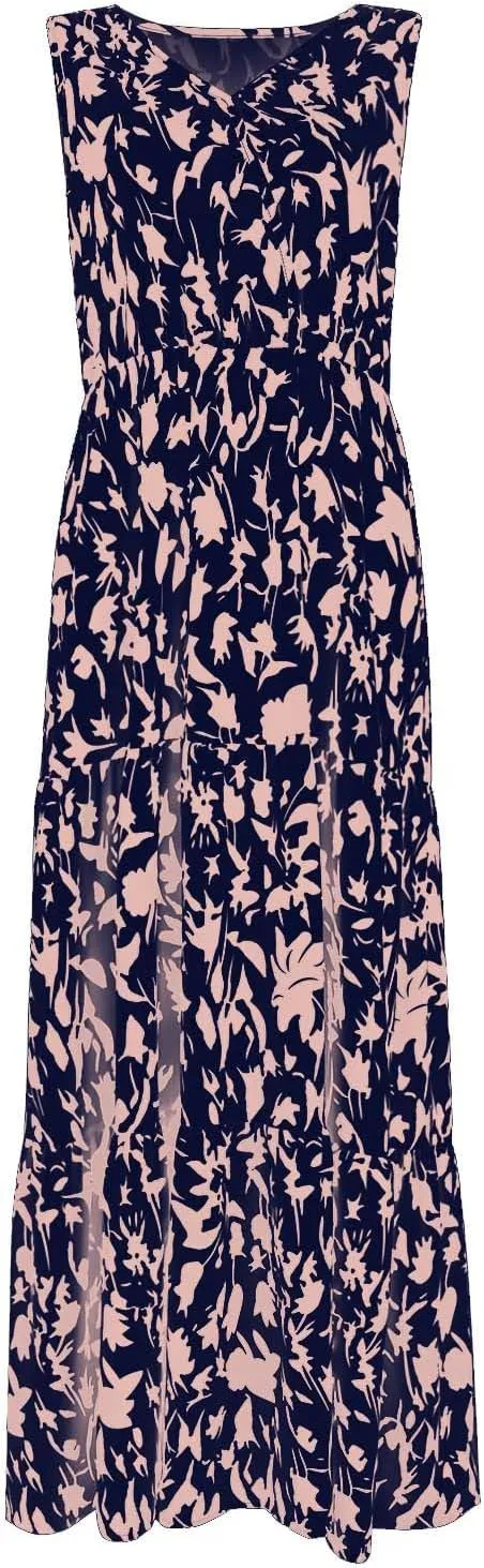 Maxi Dresses for Women Summer Wrap V Neck Long Floral Dress Elegant Formal Wedding Guest Dresses Boho Flowy Sundress