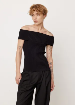 Melange Knit Off Shoulder Top