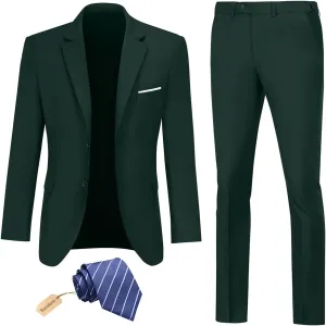 Men Suit 2 Piece Groomsmen Tuxedo Prom Blazer Slim Fit Suits Two Button Wedding Dress Jacket Pants Set with Tie