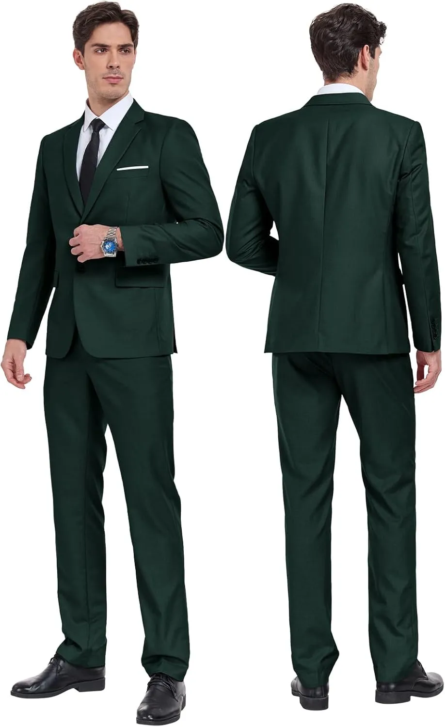 Men Suit 2 Piece Groomsmen Tuxedo Prom Blazer Slim Fit Suits Two Button Wedding Dress Jacket Pants Set with Tie