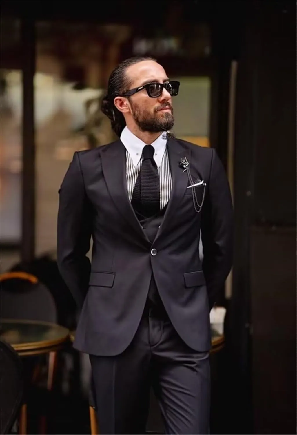 Men's 3 Piece Suit Slim Fit Double Breasted Tuxedo for Men Formal Wedding Prom Suits Blazer Vest Pants