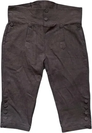 Mens Colonial Knee Linen Breeches 18th Century Pants Fall Front Style