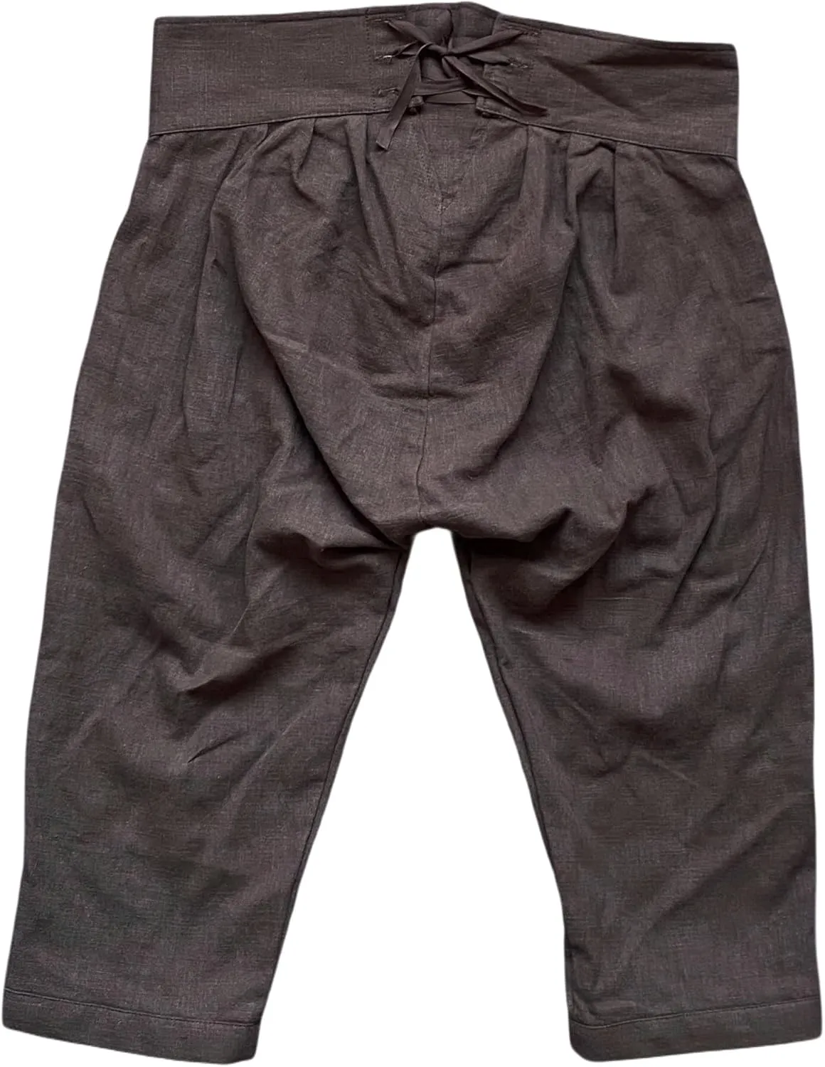 Mens Colonial Knee Linen Breeches 18th Century Pants Fall Front Style