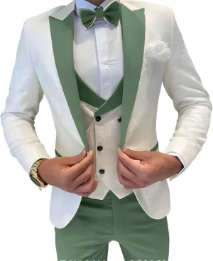 Mens Jacquard Suit 3 Piece Slim Fit Suits Prom Formal Business Suit for Men Jacket Vest Pants Wedding Suit