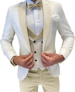 Mens Jacquard Suit 3 Piece Slim Fit Suits Prom Formal Business Suit for Men Jacket Vest Pants Wedding Suit