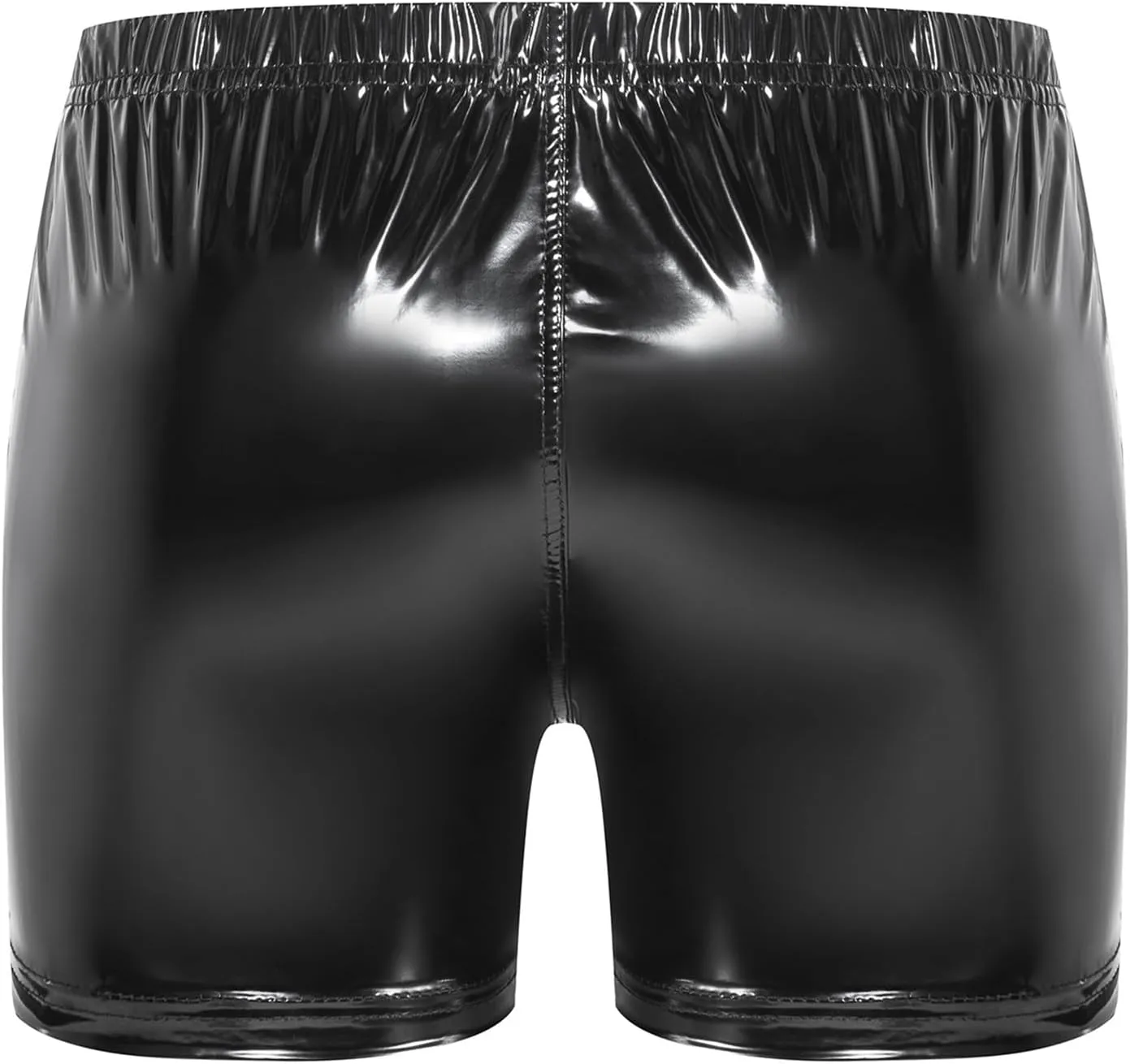 Mens Sexy Patent Leather Shorts Shiny Metallic Short Pants Zipper Button Crotch Boxer Briefs