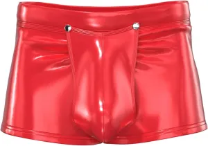Mens Sexy Patent Leather Shorts Shiny Metallic Short Pants Zipper Button Crotch Boxer Briefs
