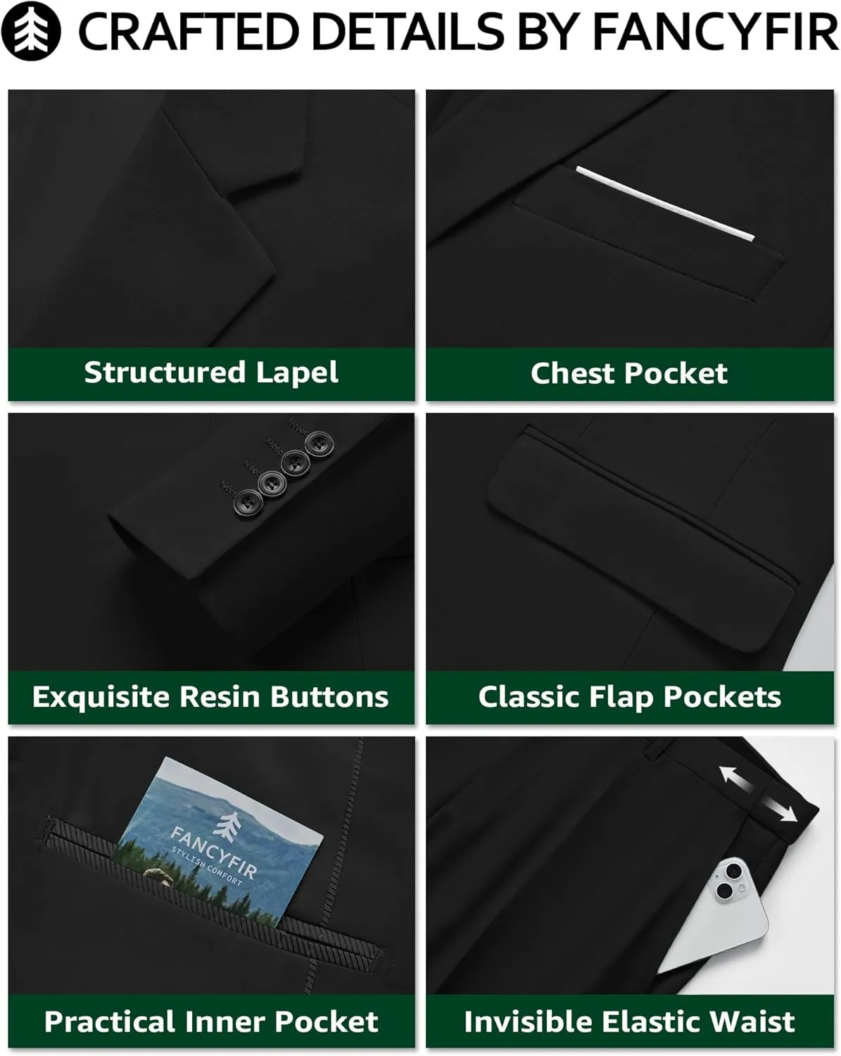 Men's Slim Fit 2 Button 2-Piece Suit Set, Solid Blazer Dress Business Wedding Party Homecoming Jacket Pants
