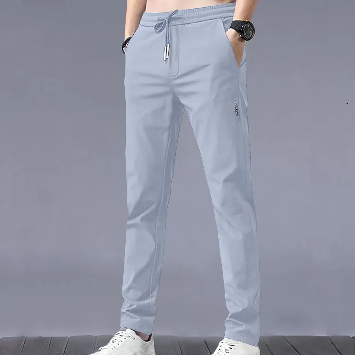 Men's Slim Fit Pants 2024 Casual Lightweight Thin Comfy Chino Pants Drawstring Classic Workout Going Out Work Trousers