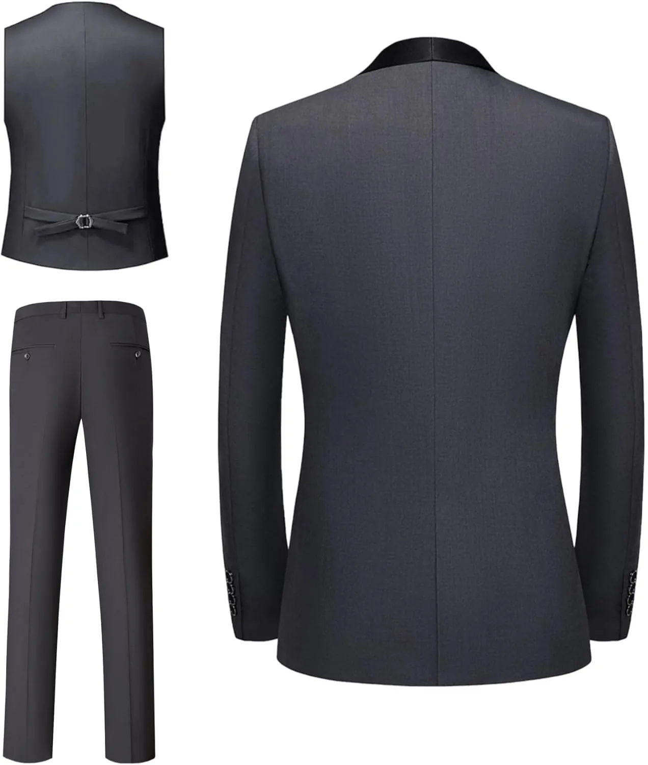 Mens Suit Set 4 Piece Suit Slim Fit Tuxedo Jacket Vest and Pants Set Wedding Suit for Prom Party Dinner with One Bow-tie