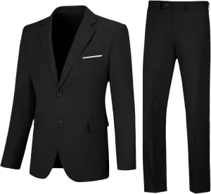 Men's Suit Slim Fit 2 Piece Prom Suits Two Button Jacket Blazer Pants Formal Wedding Dinner Business Tuxedo