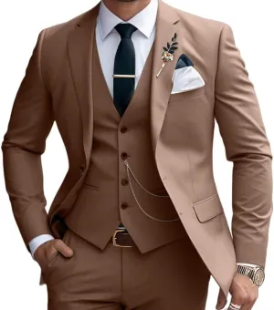 Mens Suits Slim Fit 3 Piece Business Wedding Tuxedo Jacket Vest Pants Suit Set