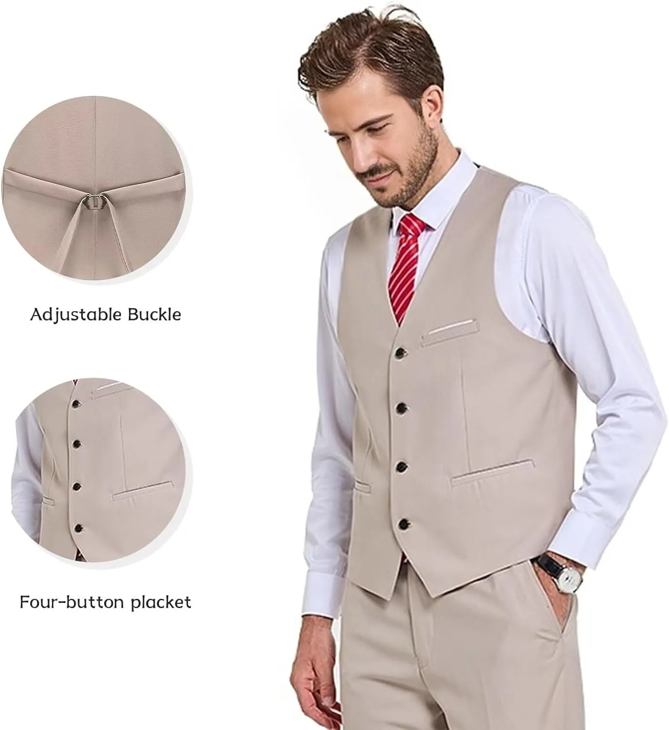 Mens Suits Slim Fit 3 Piece Business Wedding Tuxedo Jacket Vest Pants Suit Set