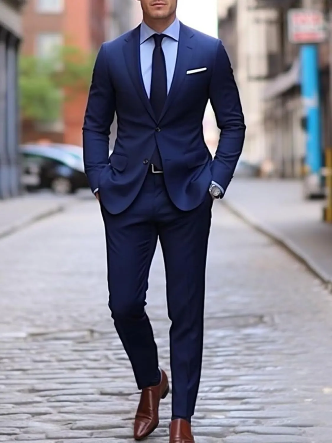 Mens Suits Slim Fit 3 Piece Business Wedding Tuxedo Jacket Vest Pants Suit Set