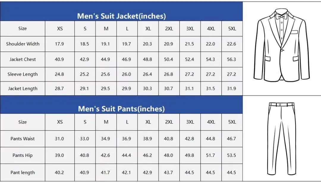 Mens Suits Slim Fit Prom Homecoming Suit for Men Wedding Business Tux Outfit 2 Piece Suit Jacket Blazer Pants Set