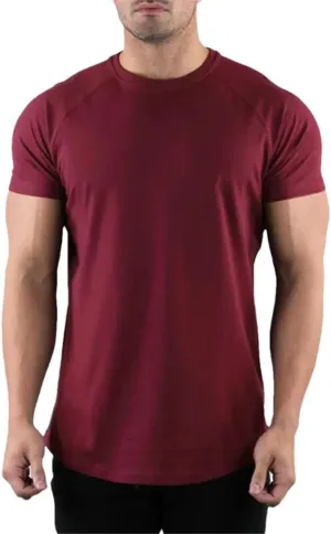 Mens Summer Skinny Fit T Shirt Cotton Short Sleeve Casual Gym Fitness Sport Top
