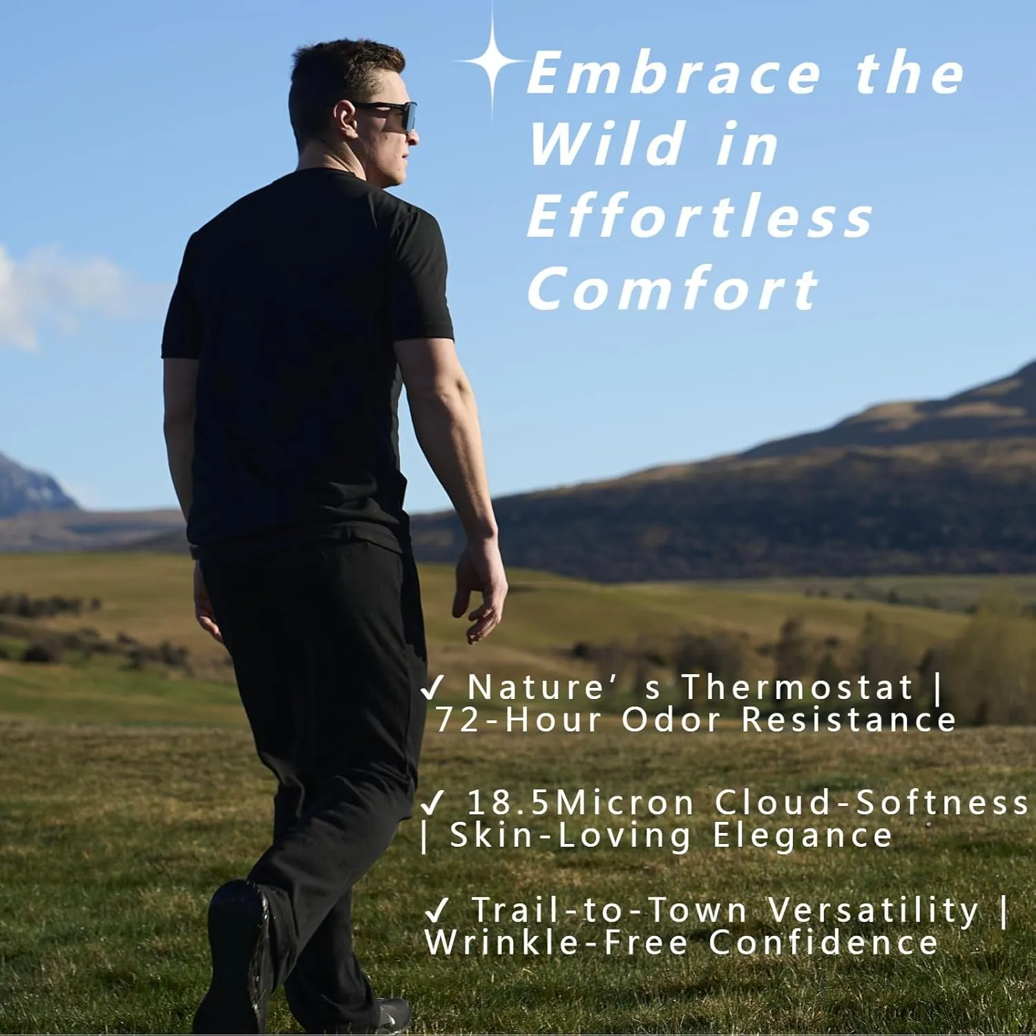 MERINNOVATION Merino Wool T-Shirt Mens Wicking Merino Wool Undershirt Lightweight Base Layer